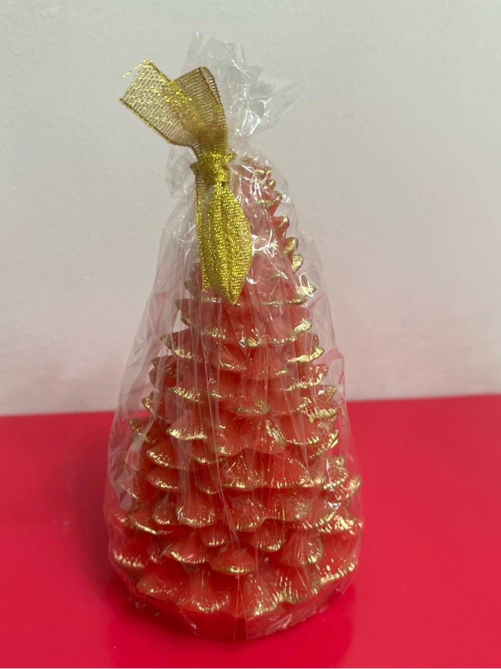 CREATIVE CO-OP - UNSCENTED TREE SHAPED CANDLE WITH GOLD TIPS